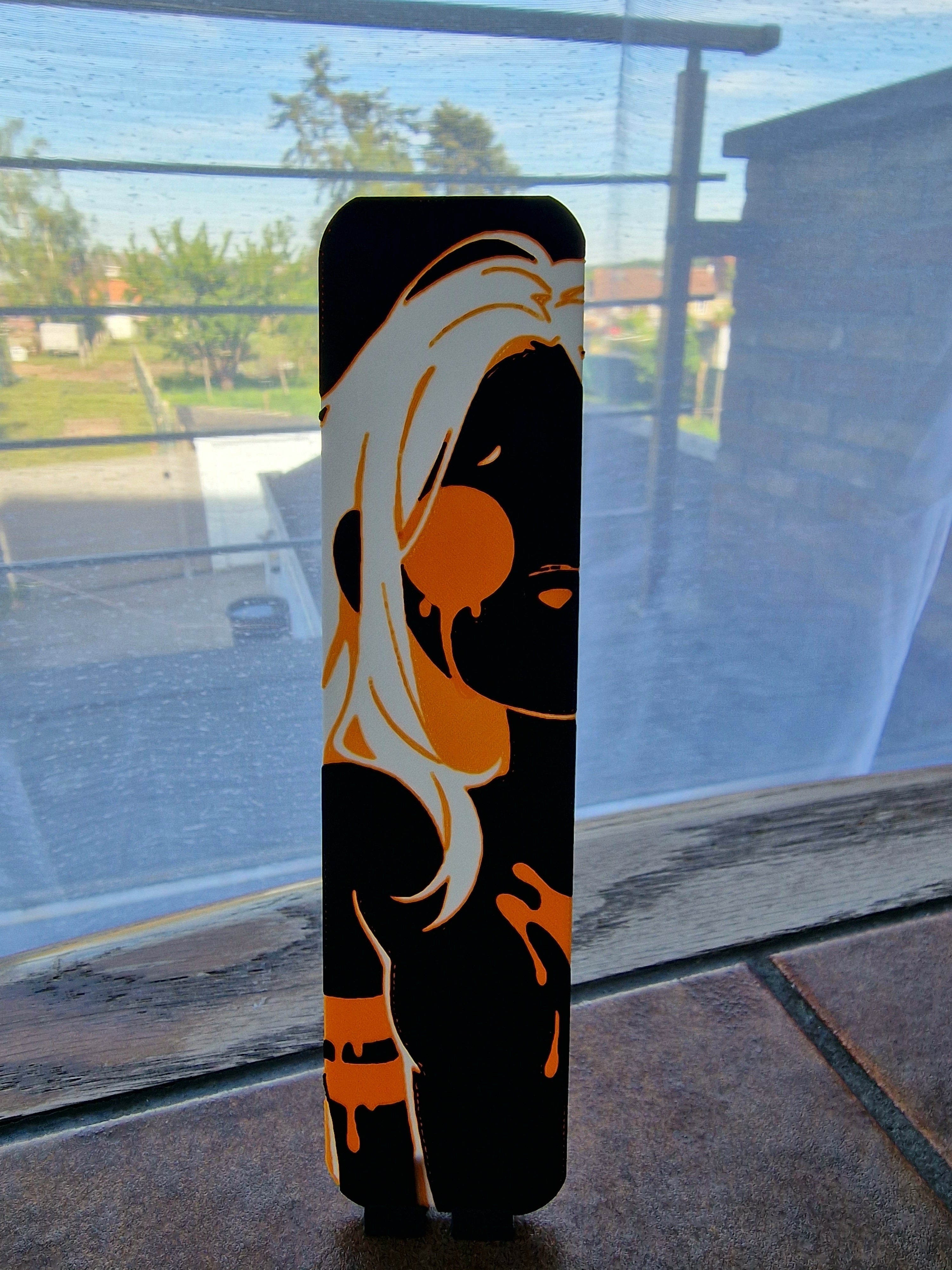 Marque-page furry silhouette en larmes blanc noir orange – créature fantasy, signet original, cadeau lecteur, accessoire livre