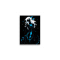 Poster dark fantasy Azuréa, dragonne anthropomorphe noire, bras replié près de la mâchoire, queue déployée en courbe – affiche encadrée au format A2