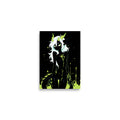 Poster dark fantasy Acydra, renarde-dragonne anthropomorphe noire, bras tendus dégouttant de venin vert, cornes et oreilles de renarde – affiche encadrée au format A2