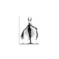 Affiche dark fantasy Tairie, corbeau anthropomorphe noir et blanc, bras grands ouverts en plumes dégoulinantes, collection Les silences qu'on porte – format A2