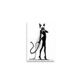 Affiche dark fantasy Closane, chatte anthropomorphe noir et blanc, main devant les yeux, lame tenue le long de la jambe, collection Les silences qu'on porte – format A2