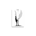 Affiche dark fantasy Adieva, cygne anthropomorphe noir et blanc, ailes grandes ouvertes, encre ruisselante, collection Les silences qu'on porte – format A2