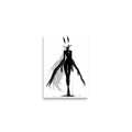 Affiche dark fantasy Tairie, corbeau anthropomorphe noir et blanc en plein pas ailes déployées à l'horizontale, étoile sur la poitrine, collection Les silences qu'on porte